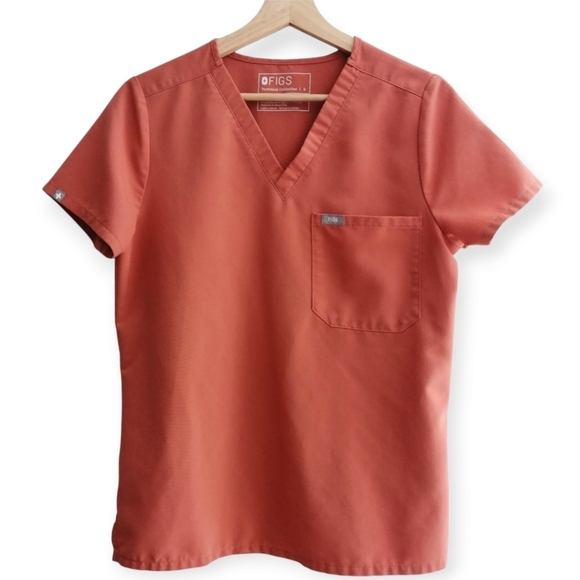 Figs Catarina One Pocket Short Sleeve Scrub Top Limited Edition Orange Small - Picture 13 of 13